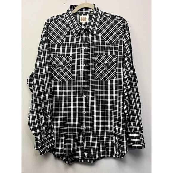 Vintage Ely Cattleman Western Shirt Mens XL Plaid‎ Pearl Snap Rancher Cowboy - Picture 1 of 6